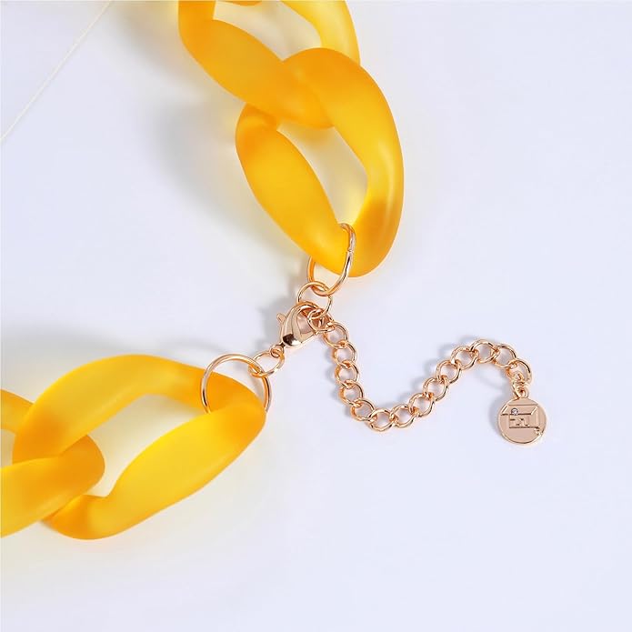 Firstmeet Chunky Acrylic Necklace Smooth Chain Link Cool Statement Choker Cuban Style Jewelry Gift for Women