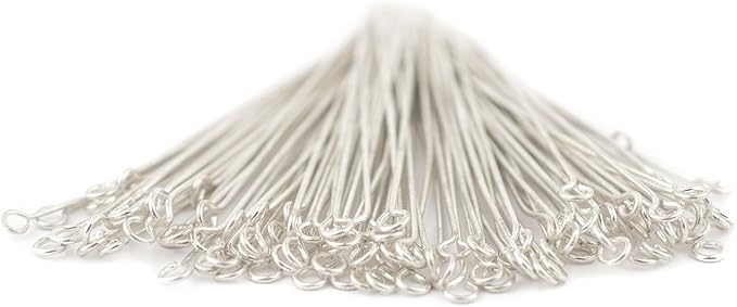 The Bead Chest Silver 21 Gauge 2.5 Inch Eye Pins (Approx 100 Pieces)