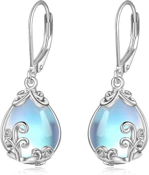 POPLYKE Celtic Filigree Teardrop Drop Dangle Earrings Sterling Silver Leverback Earrings Jewelry for Women