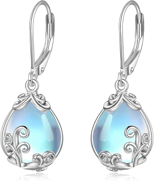 POPLYKE Celtic Filigree Teardrop Drop Dangle Earrings Sterling Silver Leverback Earrings Jewelry for Women