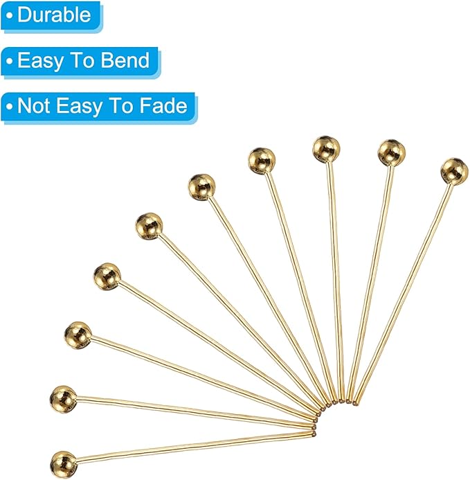 PATIKIL 100Pcs Rose Gold Ball Head Pins Jewelry Making 24 Gauge 18mm Wire Head Pins Brass Round Ball Head Pins Metal End Head Pins for DIY Craft Necklaces Bracelets Earrings