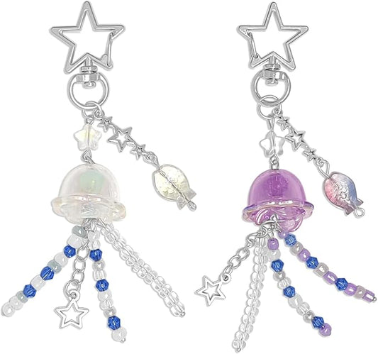 Cute Keychain Aesthetic Y2K Keychain Accessories Heart Butterfly Strawberry Bear Key Chain for Keys Bags Women Gifts