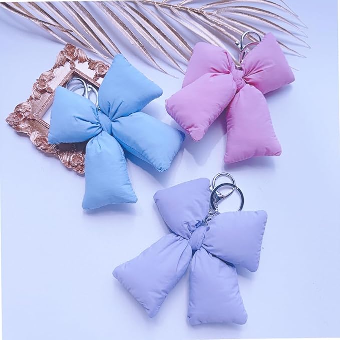 Pink Bow Keychain Bag Charms Y2K Bowknot Plaid Keychains Coquette Aesthetic Purse Handbag Backpacks Charms