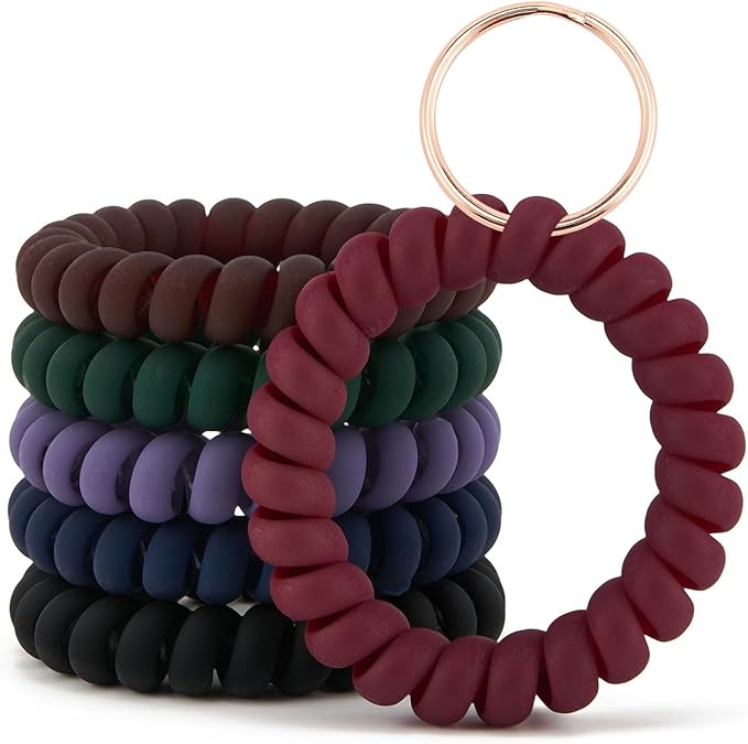 Spiral Keychain Stretchy Wrist Coil Bracelet Key Chain Waterproof Wristlet Key Holder for Pool, Sauna, Sports, Gym