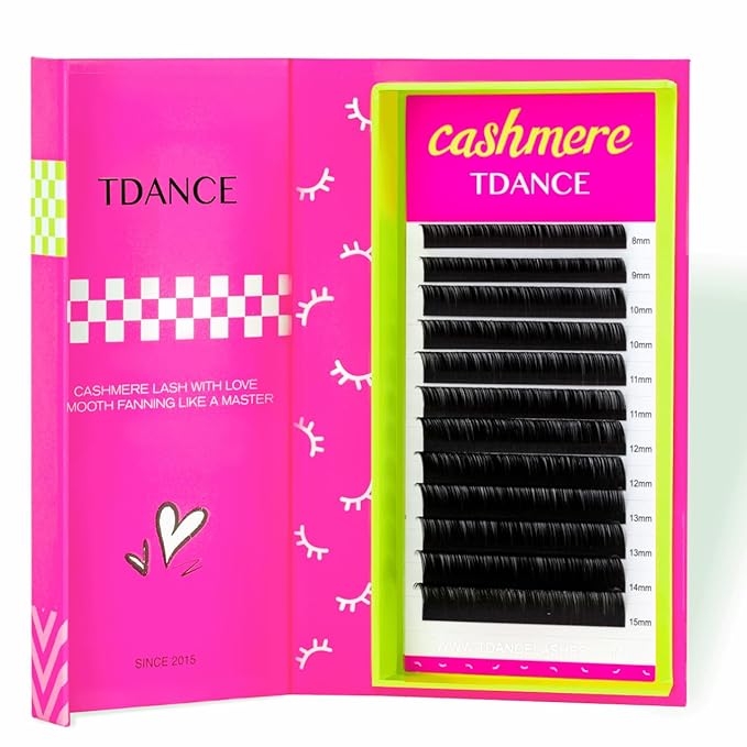 TDANCE Cashmere Volume Lash Extensions 0.05mm C Curl 8-15mm Super Matte Black Classic Lash Extensions(0.05-C,8-15mm)