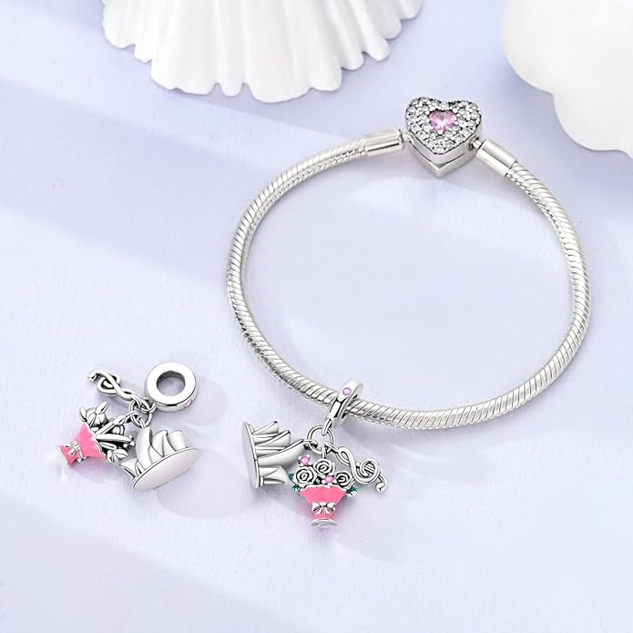 NARMO Charms for Bracelets 925 Sterling Silver Star Dangle Charms Car Keys Lipstick Dangle Charm Beads for Women Bracelets Necklace