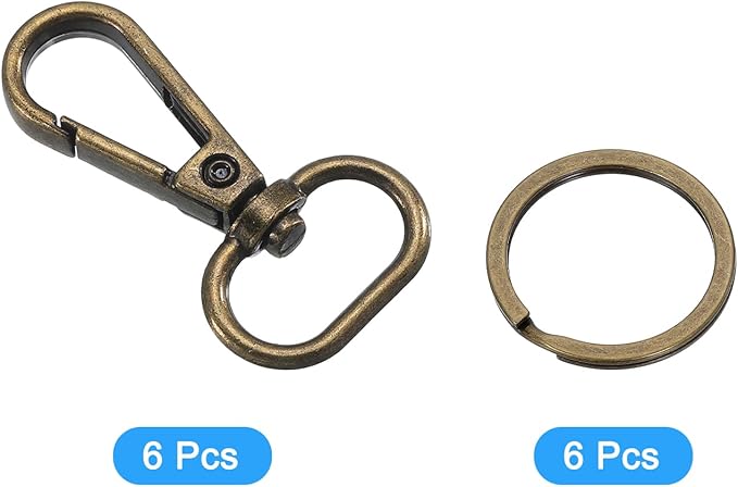 uxcell 12 Pcs Swivel Clasp Hook, 0.79" Purse Snap Clasps Detachable for Bag, Bronze