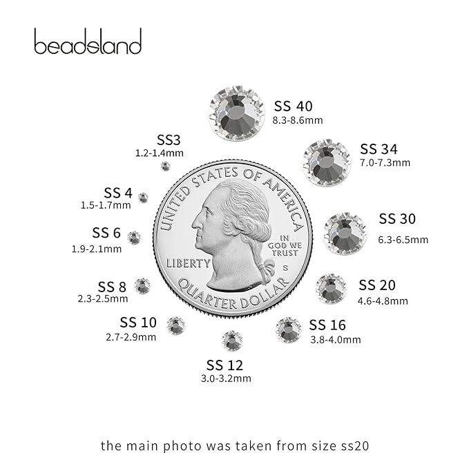 beadsland Flat Back Crystal Rhinestones Round Gems for Nail Art and Craft Glue Fix, Crystal (4.6-4.8mm) SS20/1440pcs