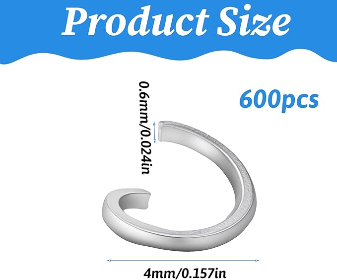 600 Pcs 0.15inch Silver Tiny Jump Rings, Small Open Jump Rings for Jewelry Making Replacement, Stainless Steel Small Key Ring for Bracelets Necklaces Earrings Keychain Connectors Loops Repair Hardware