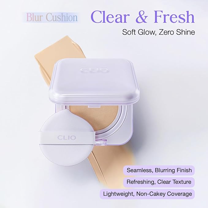 CLIO Kill Cover Mesh Blur Cushion Foundation, Flawless Full Coverage, Pore Blurring for Smooth Skin, Semi-Matte Finish, Long-Lasting, Lightweight, Oil-Control, Korean Foundation (23N GINGER)