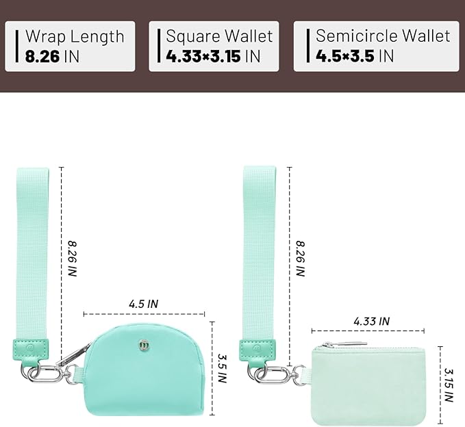 Keychain Wallet Mini Zip Around Wristlet Wallets for Women Detachable Dual Pouch Wristlet Portable Coin Purse Small Wallets
