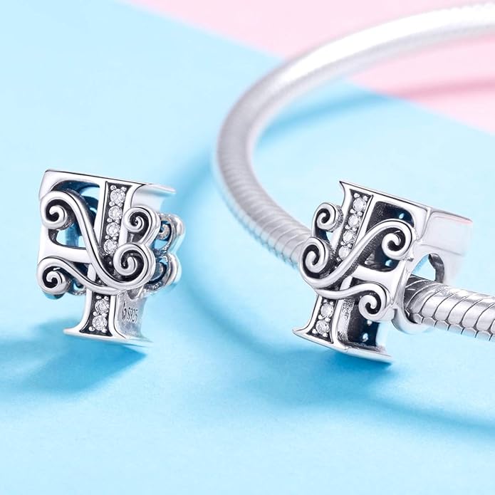925 Sterling Silver Letter Charms for Pandora Bracelets Alphabet Initial Charms Beads Birthday Christmas Jewelry Gift for Women