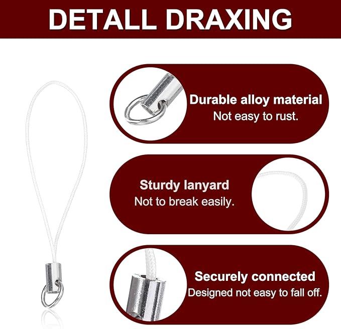 HARFINGTON 100Pcs White Lanyard with Lobster Clasp, Simple Style, Polyester, Nickel-Plated Finish