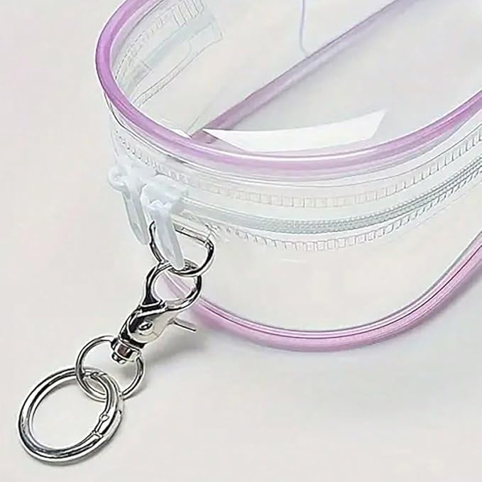 Clear Pouch Keychain Waterproof Clear Figure Display Bag with Keychain Portable Mini Pouch Mini Makeup Bag for Lipstick Card Cable