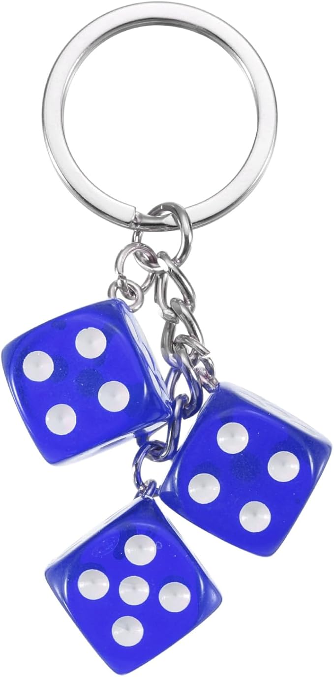 PATIKIL Lucky Dice Keychain Charm, Resin 3D Cube Square Mini Dice Keyrings with 3 Pendants for Bag