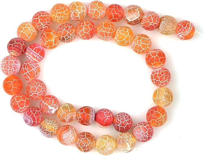 MJDCB Natural Orange Frosted Agate Round Stone Beads for Jewelry Making DIY Bracelets Necklaces (6mm)