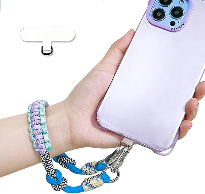 Boho Macrame Phone Wrist Strap, Cell Phone Lanyard with Tether Tab, Keychain Wristlet Charm, Anti-Loss Phone Chain