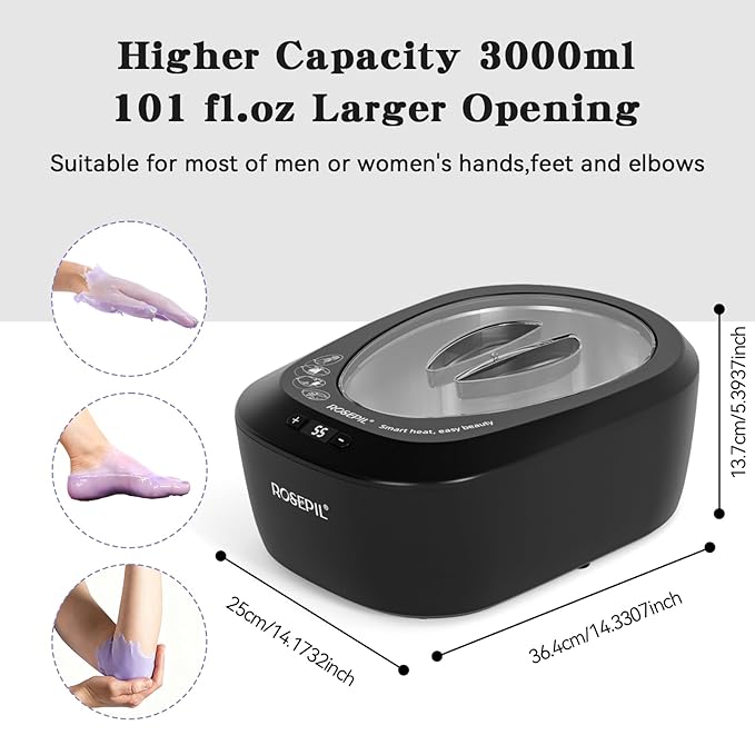 Rosepil Intelligent Paraffin Wax Machine for Hands and Feet, Pro Wax Warmer, Full-Automatic, 6 Pcs Wax Included, Spa-Grade Bath for Home and Salon