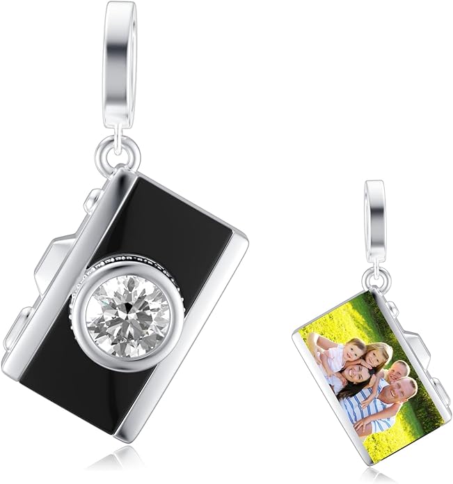 LONAGO 925 Sterling Silver Personalized Photo Charm Fit Snake Bracelet Necklace Customized Image Picture Bead for Women