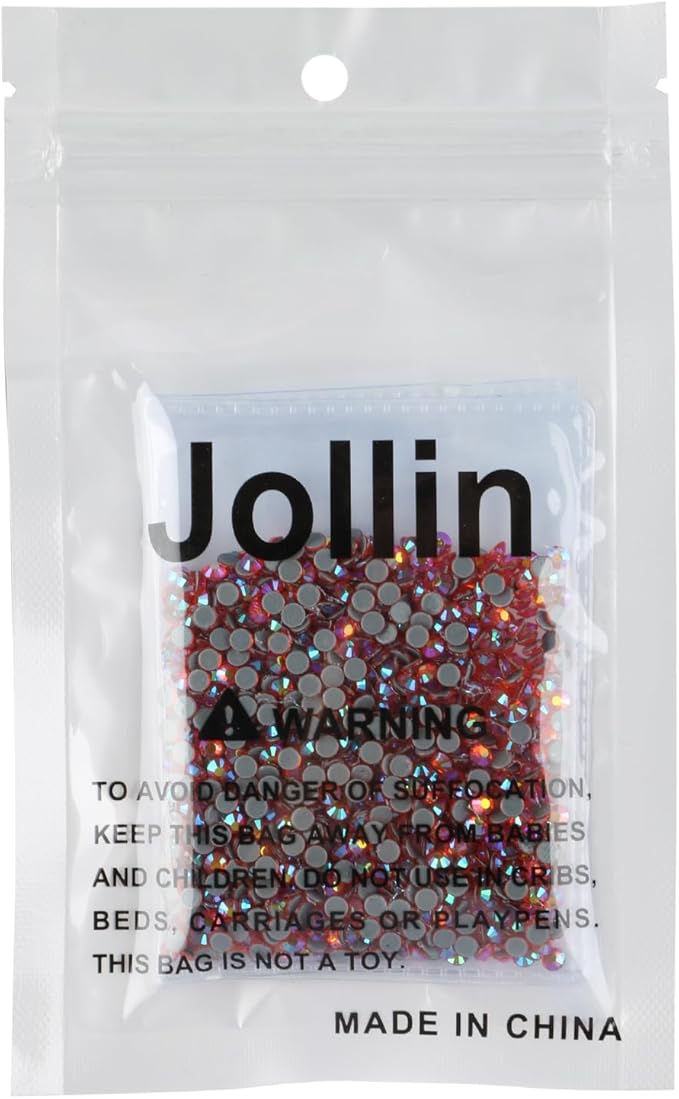 Jollin Hot Fix Crystal Flatback Rhinestones Glass Diamantes Gems 3.2mm(12ss 1440pcs, Red AB)
