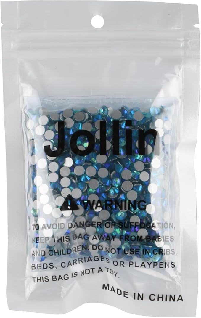 Jollin Glue Fix Crystal Flatback Rhinestones Glass Diamantes Gems for Nail Art Crafts Decorations Clothes Shoes(ss20 1440pcs, Aquamarine AB)