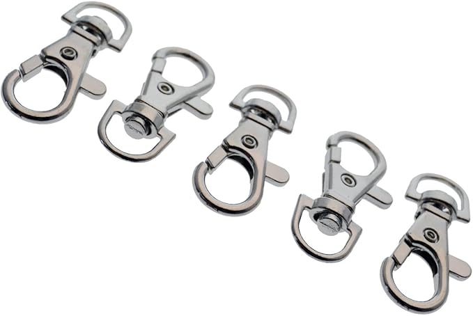 Bulk 50 Pack - Premium Metal Lobster Claw Clasp Hook Craft Findings - 1.5 Inch Clip with Trigger Snap and Round Eye Swivel D Ring by Specialist ID (Silver)