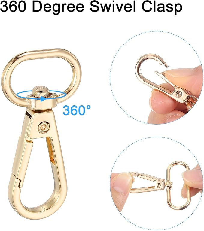 uxcell 12 Pcs Swivel Clasp Hook, 0.59" Purse Snap Clasps Detachable for Bag, Dark Gold
