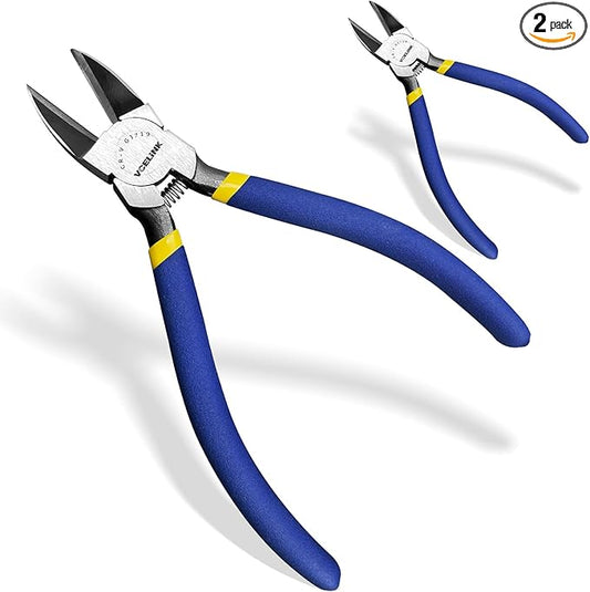VCELINK Wire Cutters, 6-inch Side Cutter, CR-V Small Flush Cutter, 2 Pack Professional Small Wire Cutter with Spring-loaded for Artificial Flowers, Floral, Jewellery Making, and DIY Model Making