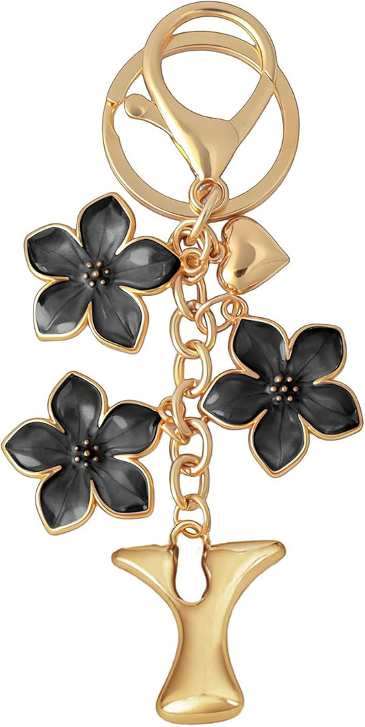 Snycler Bubble Initial Keychain Graceful Flower for bags car remote–A-Z Letter Charms for Women