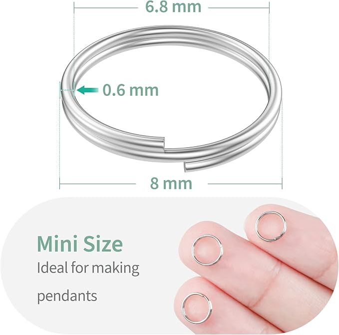 Uniclife 8 mm Metal Split Jump Rings Double Loops 500 PCS Mini Ring Connectors for Jewelry Necklaces Bracelet Earrings and Crafts Ornament
