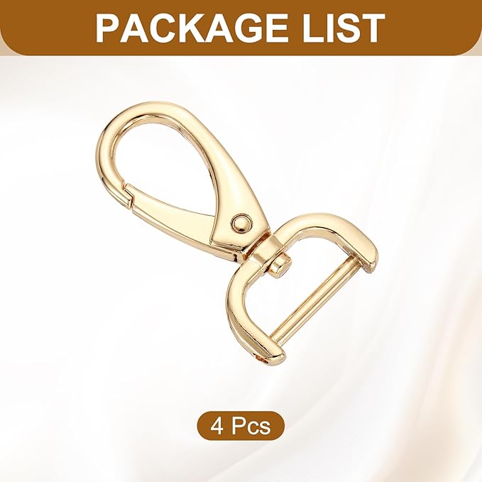 HARFINGTON 4pcs Detachable Snap Hook Swivel Clasp 3/4" (20mm) Zinc Alloy Lobster Claw Clasp for Keychain Lanyard Purse DIY Purse Strap, Light Gold