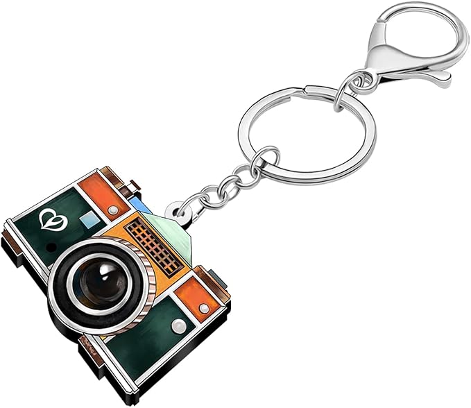 Acrylic Vintage 80s 90s Camera Keychain Keyring Nostalgia Gifts for Women Girls Photography Lovers Car Keys Bag Wallet