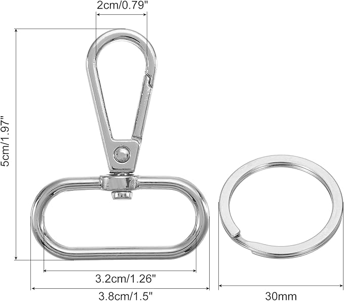 uxcell 12 Pcs Swivel Clasp Hook, 1.26" Purse Snap Clasps Detachable for Bag, Silver