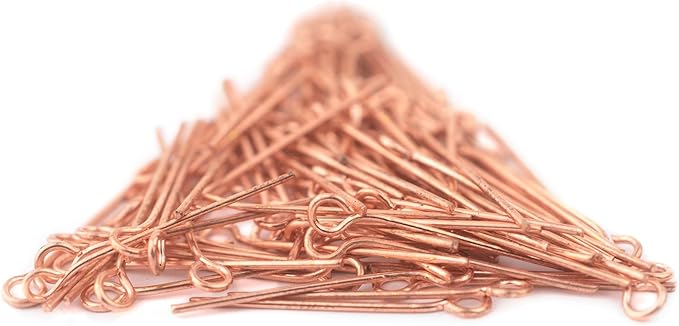 The Bead Chest Copper 21 Gauge 1 Inch Eye Pins (Approx 100 Pieces)