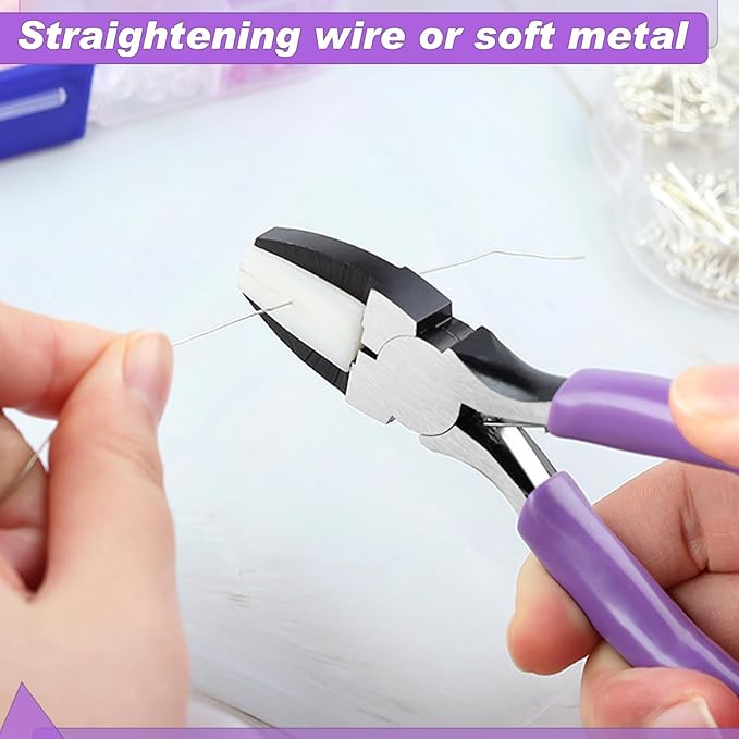 5.5 Inches Double Nylon Flat Jaw Pliers with 2 Replacement Tips Flat Nylon Jaw Pliers Wire Wrapping Tool Nylon Jaw Pliers for Jewelry Making Beading Looping Shaping Wire DIY Crafts