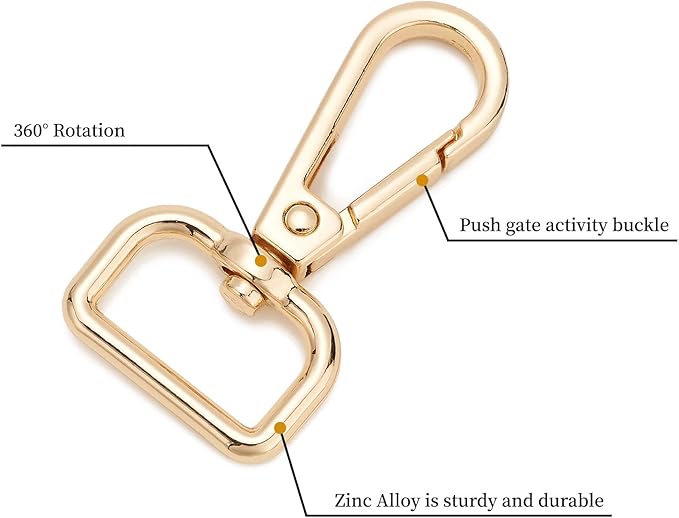 9 Pcs D Ring Swivel Lobster Claw Clasp Push Gate Snap Hooks Trigger Clips for DIY Crafts Keychain Purse Handbag Making,3/4 Inch Glod