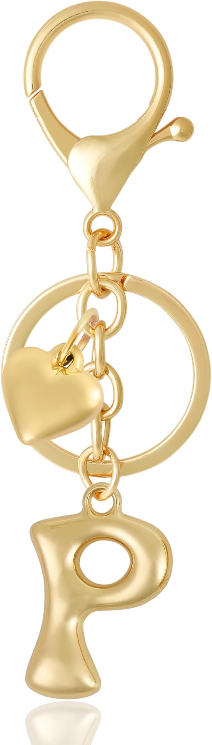 Heart Bubble Letter Keychain for Women, Girls - Cute Keychain with Initial - Alphabet Keychain for Bag Charm, Handbag
