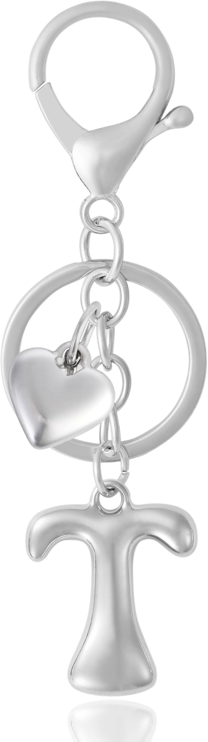 Heart Bubble Letter Keychain for Women, Girls - Cute Keychain with Initial - Alphabet Keychain for Bag Charm, Handbag