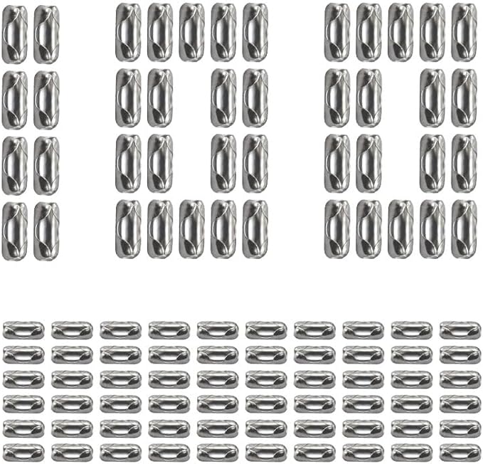 100 Pcs #10 (4.5mm) Ball Chain Connectors for Roman Blinds, Stainless Steel Beaded Chain Clasps for Vertical/Horizontal Blinds Pull Cord Repair, Keychains & DIY Crafts Accessories
