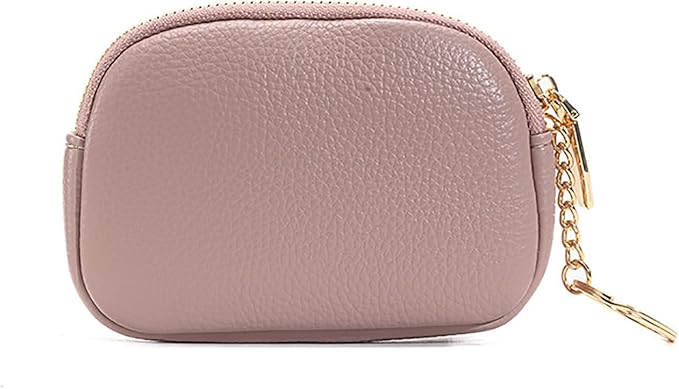 Mini Coin Purse for Women Men Kids with Zipper Pocket Keychain Ring Cute Coin Bag (Pink)