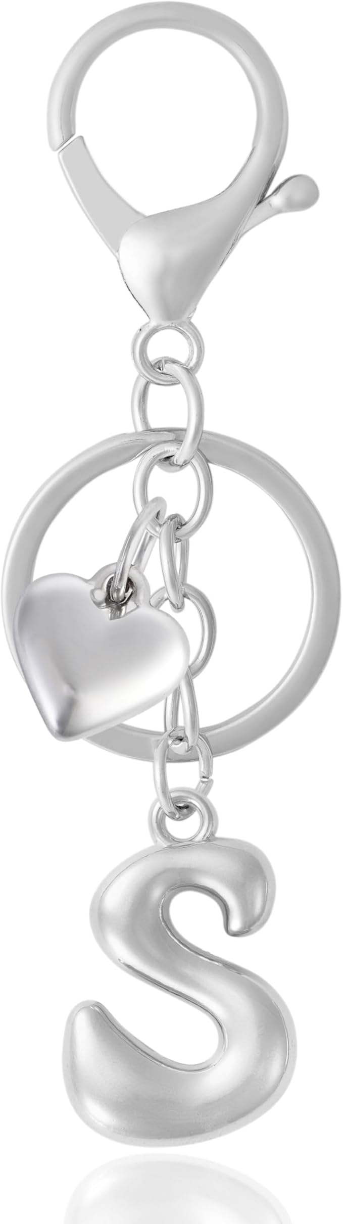 Heart Bubble Letter Keychain for Women, Girls - Cute Keychain with Initial - Alphabet Keychain for Bag Charm, Handbag