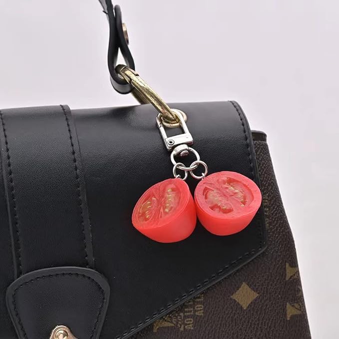 HSYHERE Men Women Creative Interesting Novelty Stylish Mini Simulated Food Orange Shrimp Keychain Key-ring Pendant