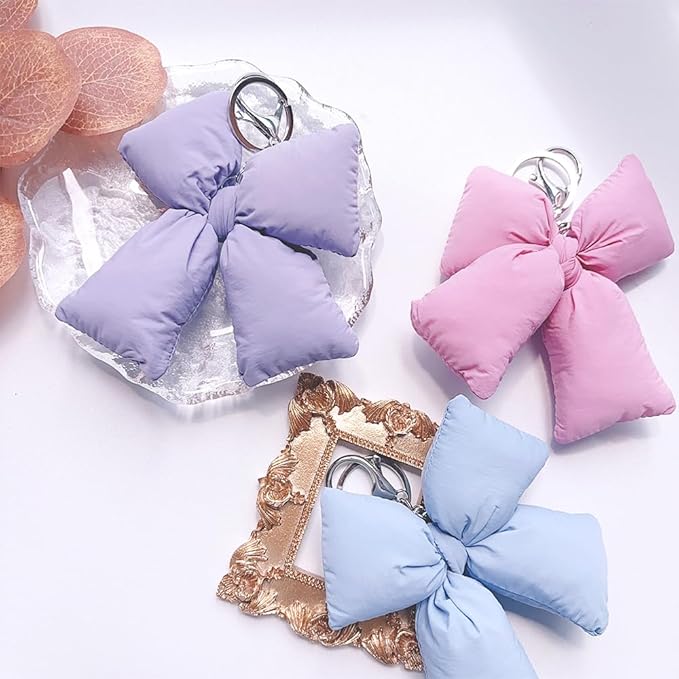 Pink Bow Keychain Bag Charms Y2K Bowknot Plaid Keychains Coquette Aesthetic Purse Handbag Backpacks Charms
