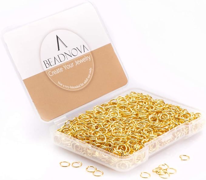 BEADNOVA 5mm Jump Rings for Jewelry Making Gold Open Jump Rings for Earrings and Keychains (300Pcs)