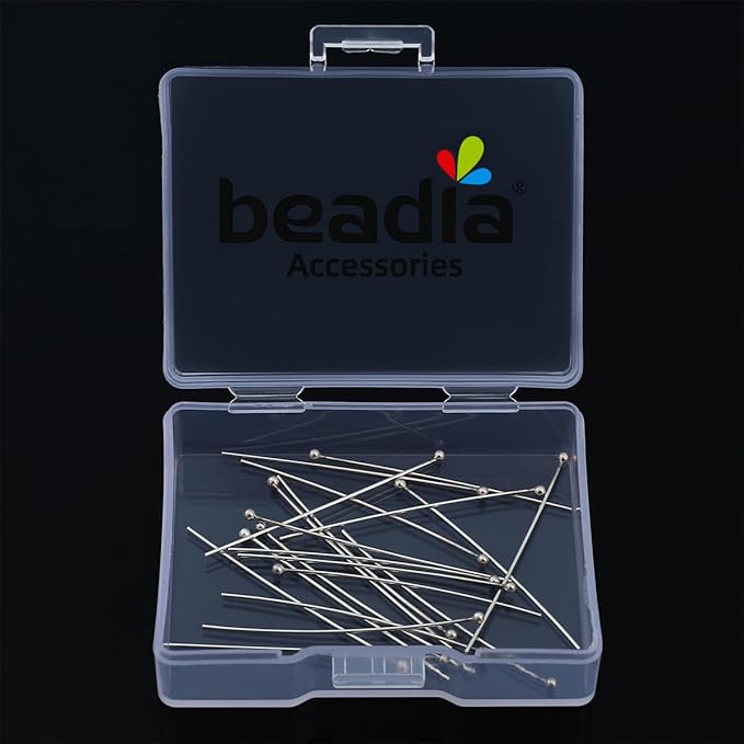 925 Sterling Silver Ball Head Pins 0.5x35mm 20pcs for Jewelry Making Findings