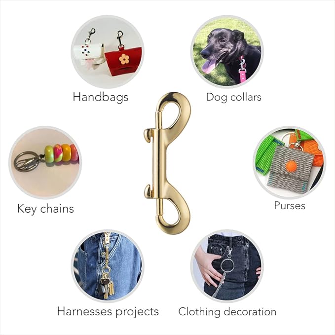 Lucky Goddness Swivel Snap Hooks, 10pcs Metal Heavy Duty Square Eye Clasp Buckle Trigger Clip Multipurpose- Best for Spring Pet Buckle (Bolt Snap Hooks - Gold)
