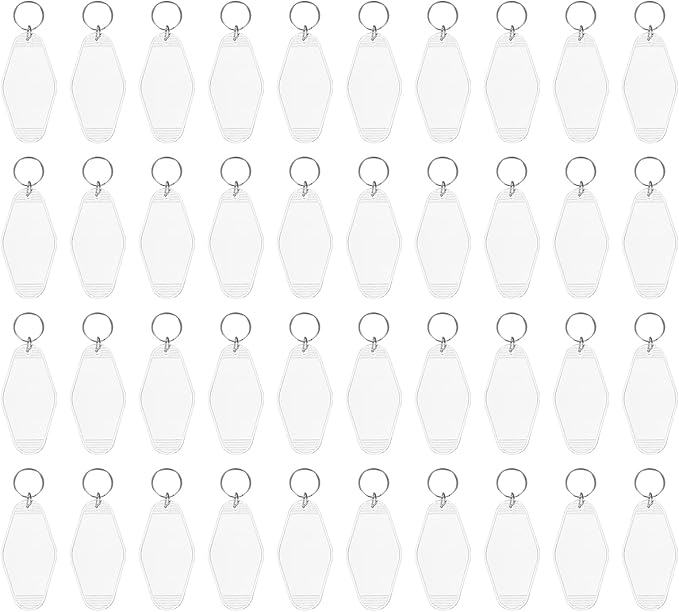 uxcell 40pcs Hotel Keychains Blank Vintage Plastic Rhombus Motel Keychains Hotel Key Tags Rings for DIY Luggage Labels