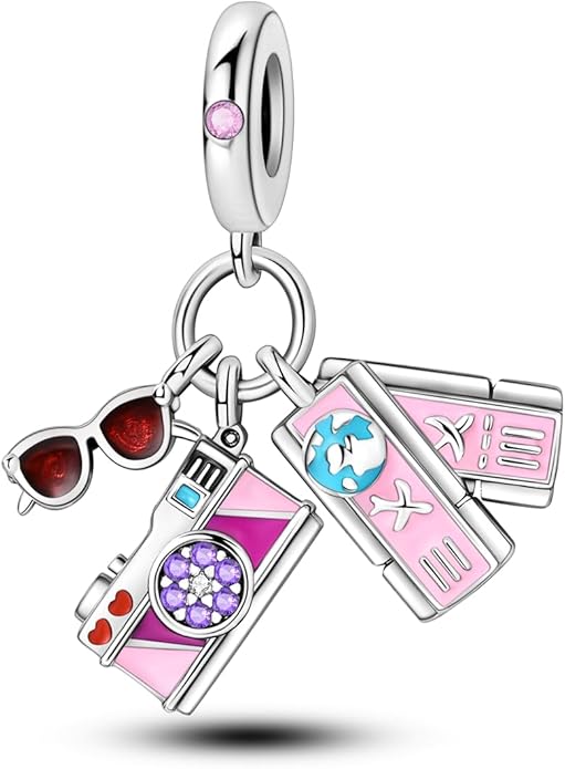 NARMO Charms for Bracelets 925 Sterling Silver Star Dangle Charms Car Keys Lipstick Dangle Charm Beads for Women Bracelets Necklace