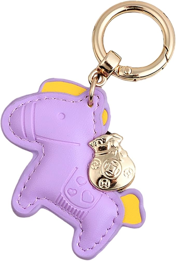 Lucky Pony Keychain Bag Charm, Elegant Leather Horse Accessories Cute Keychains for Women Gift