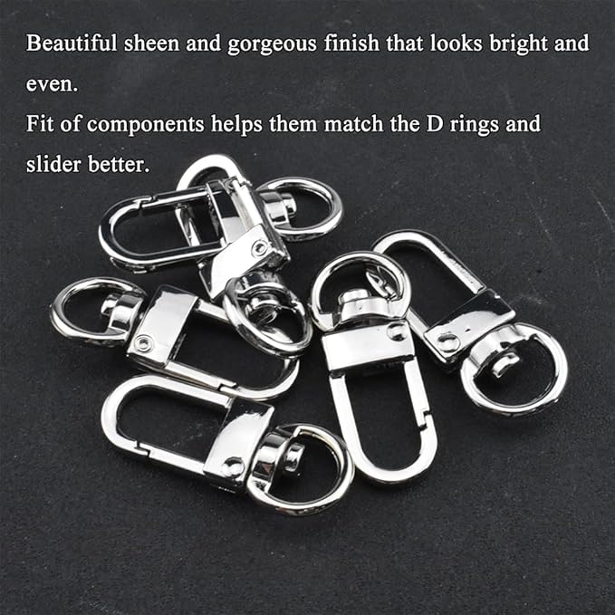 Hahiyo 34mm Length Swivel Lobster Clasp One Handed Operation Strong Hinge Smooth Locking Motion Zinc Alloy Push Gate Trigger Snap Hook Buckles Silver 6 PCS for Crossbody Purse Chain Connect Key Fobs